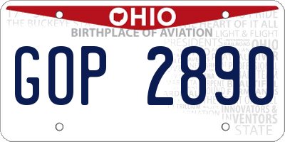 OH license plate GOP2890