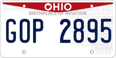 OH license plate GOP2895
