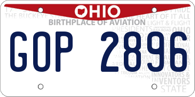 OH license plate GOP2896