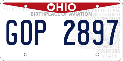 OH license plate GOP2897