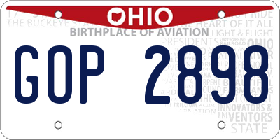 OH license plate GOP2898