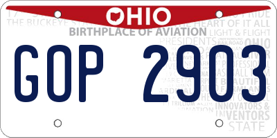 OH license plate GOP2903