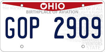 OH license plate GOP2909