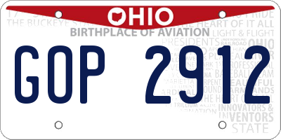 OH license plate GOP2912