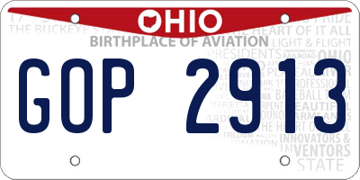 OH license plate GOP2913