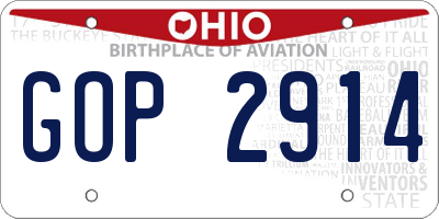 OH license plate GOP2914