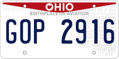 OH license plate GOP2916
