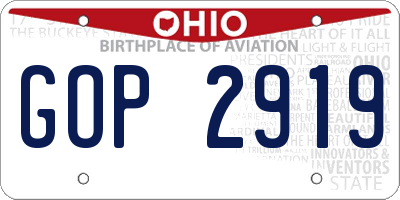 OH license plate GOP2919