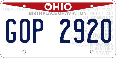 OH license plate GOP2920