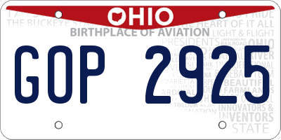 OH license plate GOP2925