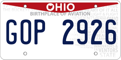 OH license plate GOP2926