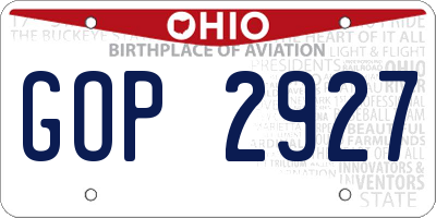 OH license plate GOP2927