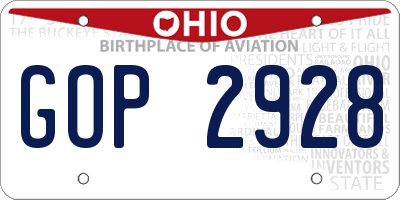 OH license plate GOP2928