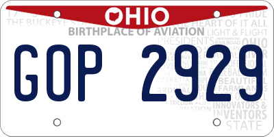 OH license plate GOP2929