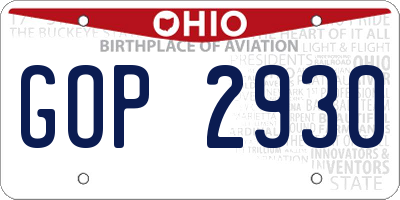 OH license plate GOP2930