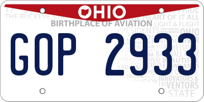 OH license plate GOP2933