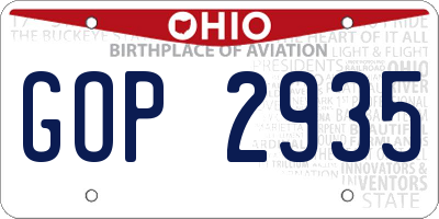 OH license plate GOP2935
