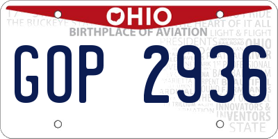 OH license plate GOP2936