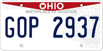 OH license plate GOP2937