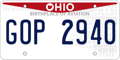 OH license plate GOP2940