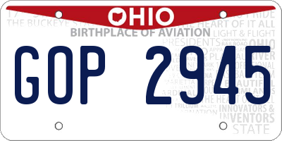 OH license plate GOP2945