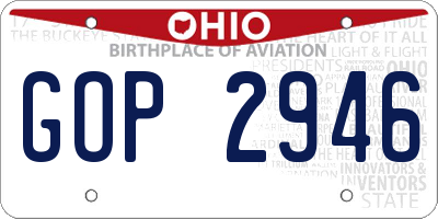 OH license plate GOP2946