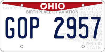 OH license plate GOP2957