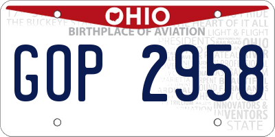 OH license plate GOP2958