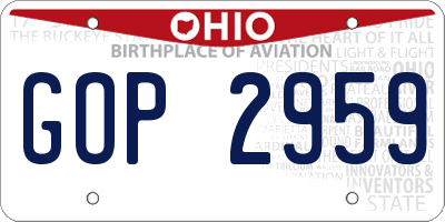 OH license plate GOP2959