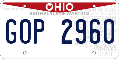 OH license plate GOP2960