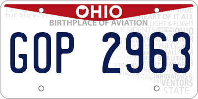 OH license plate GOP2963