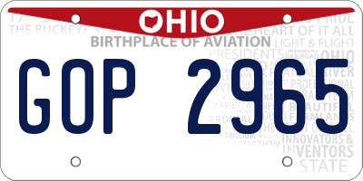 OH license plate GOP2965