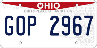 OH license plate GOP2967