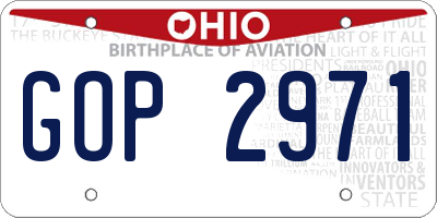 OH license plate GOP2971