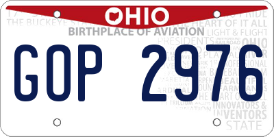 OH license plate GOP2976