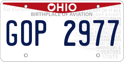 OH license plate GOP2977