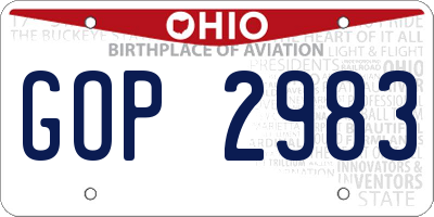 OH license plate GOP2983