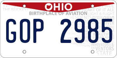 OH license plate GOP2985