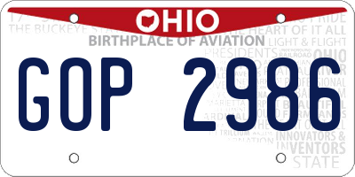 OH license plate GOP2986