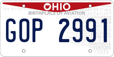 OH license plate GOP2991