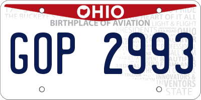 OH license plate GOP2993