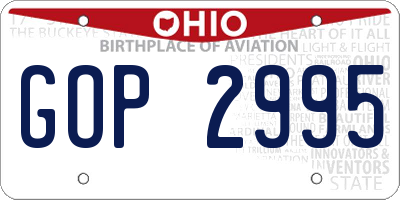 OH license plate GOP2995
