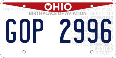 OH license plate GOP2996