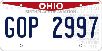 OH license plate GOP2997