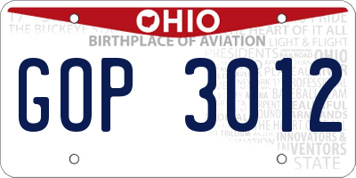 OH license plate GOP3012