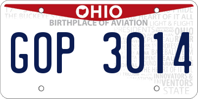 OH license plate GOP3014