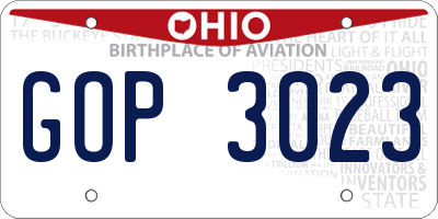 OH license plate GOP3023