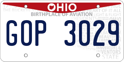 OH license plate GOP3029
