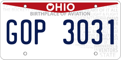 OH license plate GOP3031
