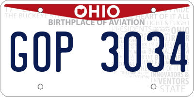 OH license plate GOP3034